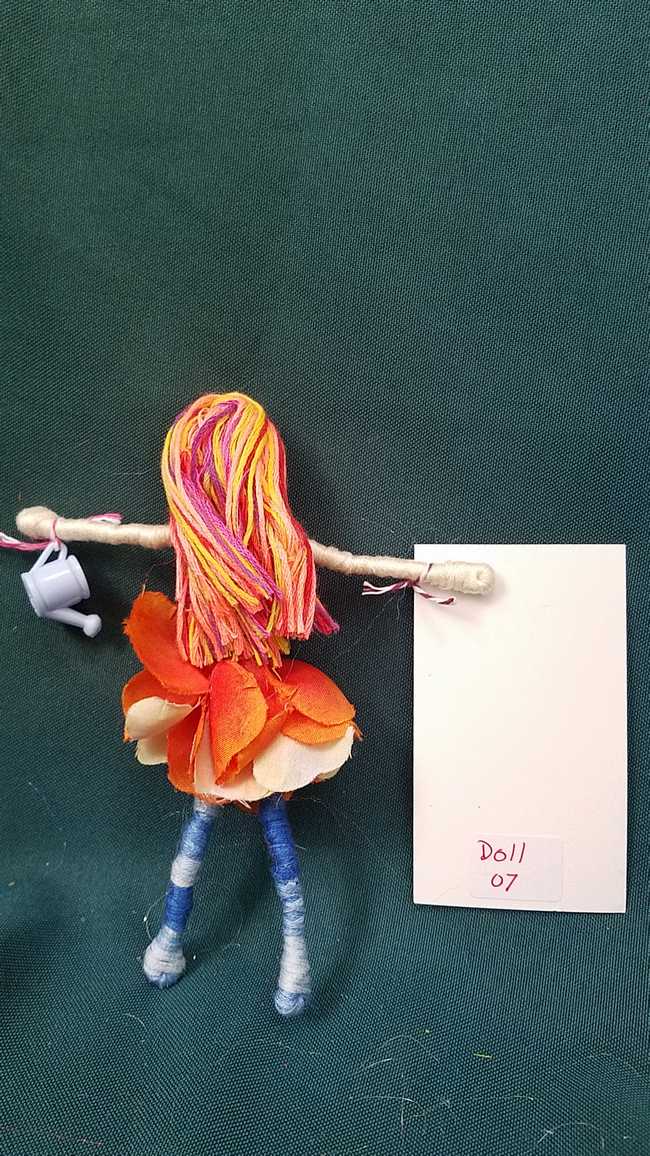 Fairy Doll & Accessories - 11 Piece Set -  Orange Hair - Orange Petal Skirt -  6'' Tall - Handmade