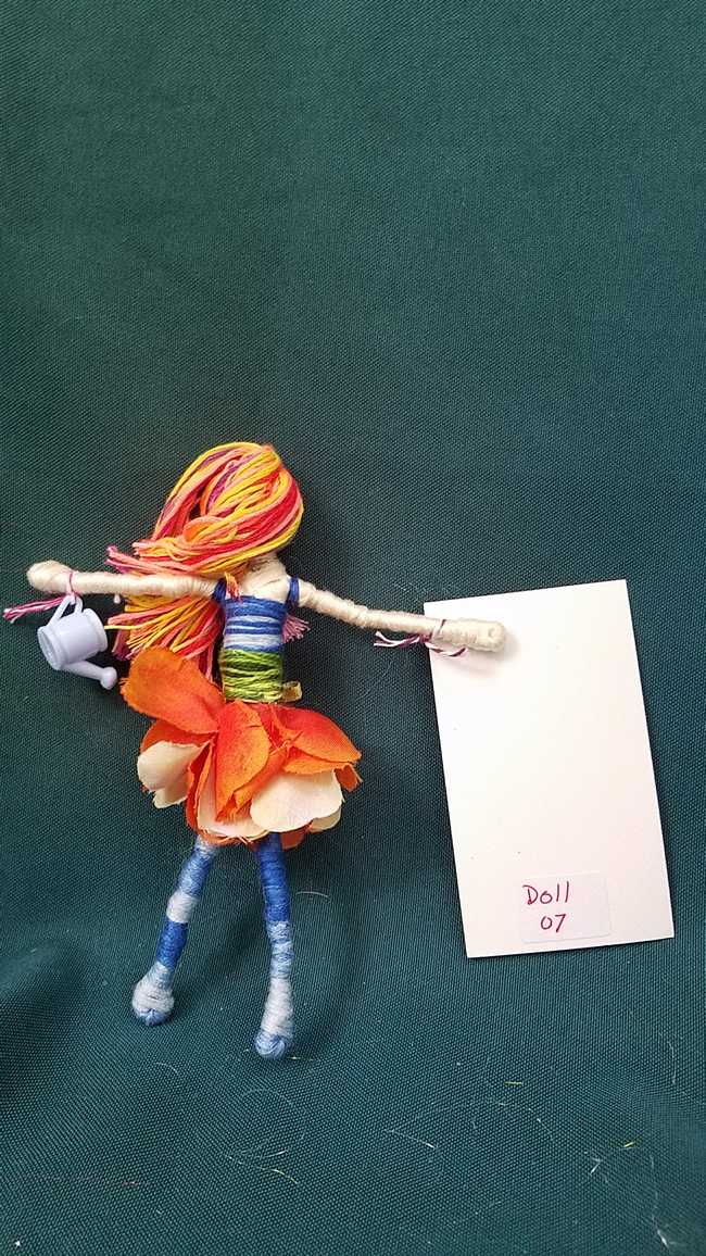 Fairy Doll & Accessories - 11 Piece Set -  Orange Hair - Orange Petal Skirt -  6'' Tall - Handmade