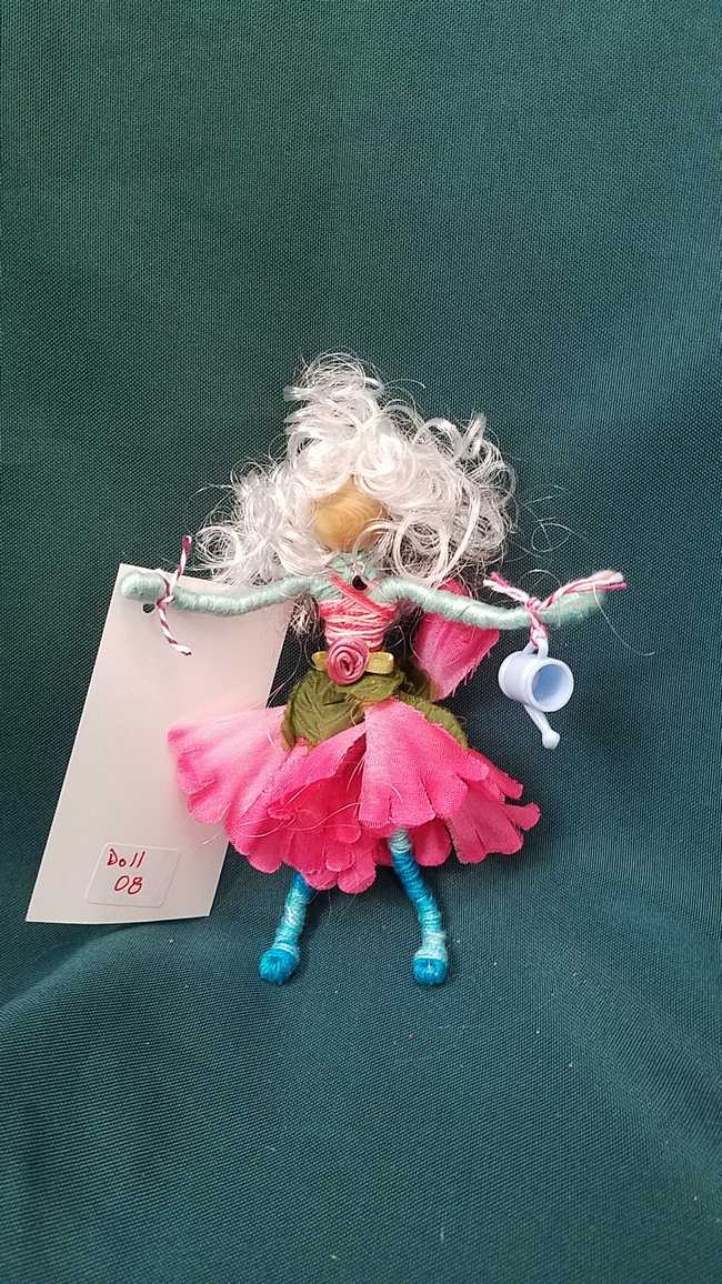 Fairy Doll & Accessories - 11 Piece Set -  White Hair - Pink Petal Skirt -  6