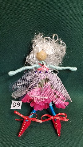 Fairy Doll & Accessories - 11 Piece Set -  White Hair - Pink Petal Skirt -  6'' Tall - Handmade