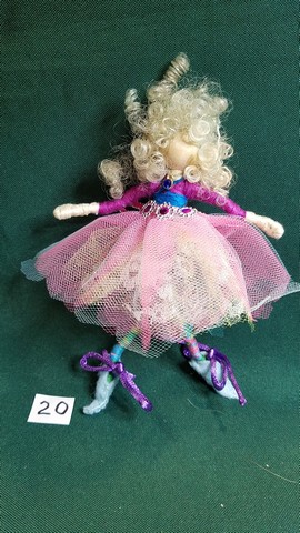 Fairy Doll & Accessories - 11 Piece Set -  Yellow Hair - Blue Lace Skirt -  6'' Tall - Handmade