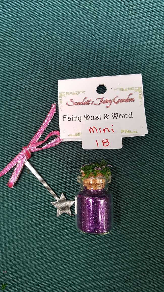 Miniature Fairy Dust - Purple Glitter - Glass Bottle - Tiny Silver Star Wand - Dollhouse - Fairy - 2 - Hand Made