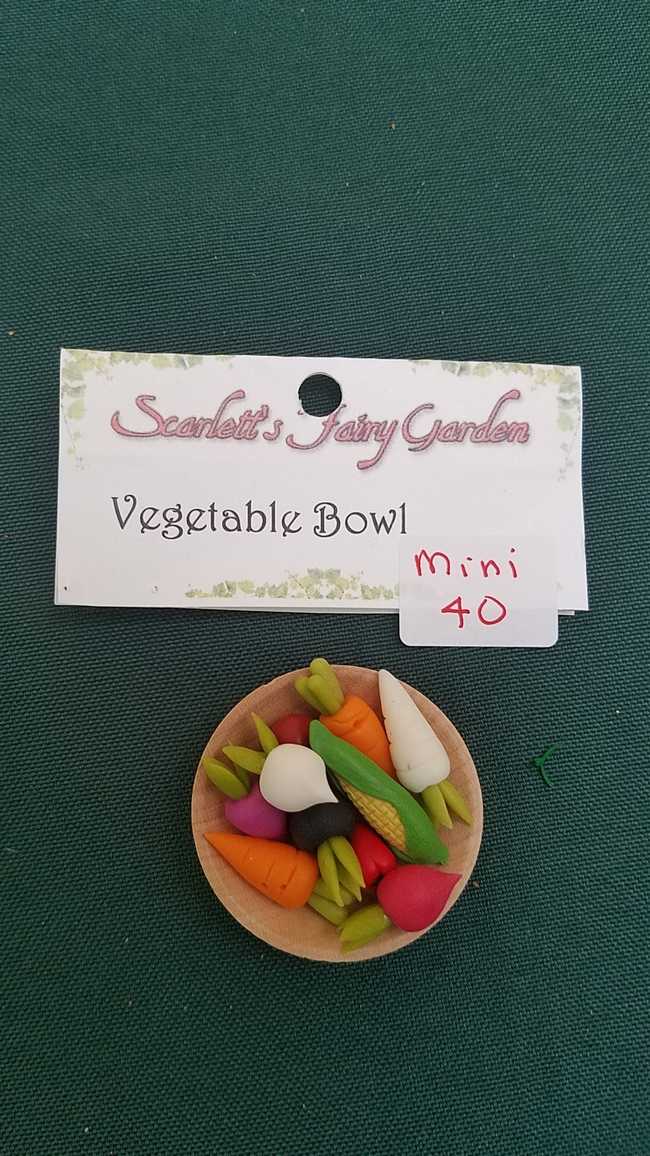 Miniature Wooden Bowl - Vegetables - Carrots - Corn - Tomato - Dollhouse - Fairy - Barbie - 11 piece set