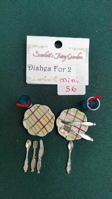 Miniature Plaid Plates - Drinking Straws - Cups - Knives - Forks - Spoons - Dollhouse - Fairy - Barbie - 12 piece set