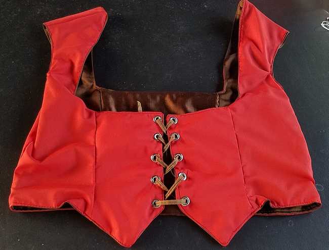 Vest - Corset - Adult XL - Plus Size - Reversible - Lace Up - Brown/Red Silk - Pirate - Festival - Hand Made