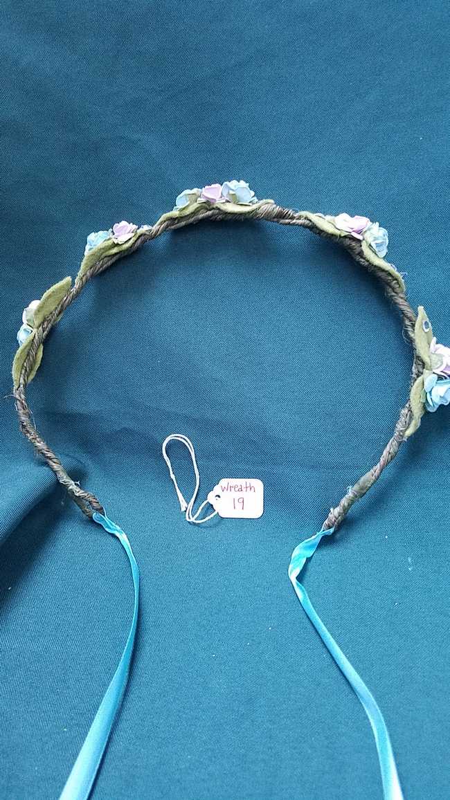 Hair Wreath - Adjustable Size - Flower Fairy - Lavender & Blue Flowers - Blue Ribbon - Wedding- Festival - Hand Made