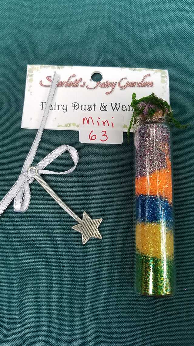Miniature Fairy Dust - Multi Colored Glitter - Glass Bottle - Silver Star Wand - Dollhouse - Fairy - 3'' - Hand Made