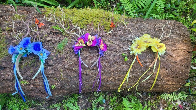 Twig Hairbands with Flowers and Butterflies