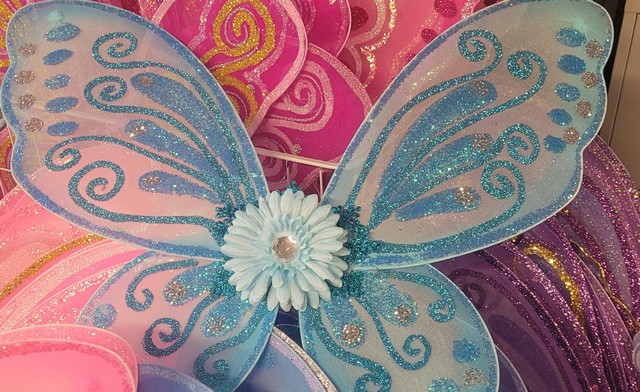 Colorful glittery Fairy Wings with flowers