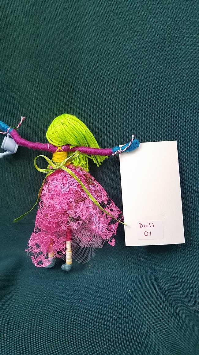 Fairy Doll & Accessories - 11 Piece Set -  Green Hair - Pink Lace Skirt -  6'' Tall - Handmade