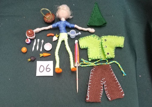 Elf Doll & Accessories - 15 Piece Set - Blonde Hair - Removable Clothes - Fairy Garden - Dollhouse - 6'' Tall - Handmade
