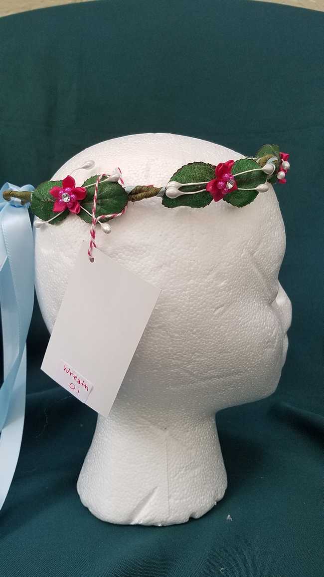 Read more: Hair Wreath - Adjustable Size - Flower Fairy - Fuschia Flowers - Blue Satin Ribbon - Wedding - Festival - Hand Made