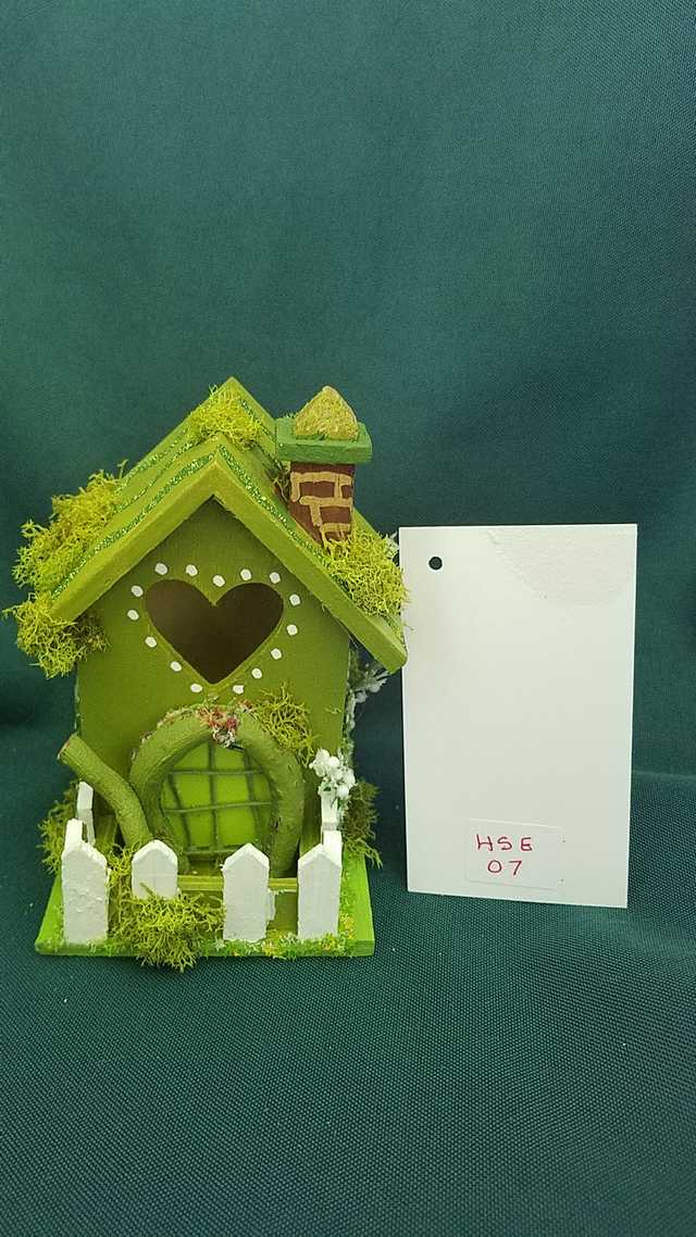 Read more: Miniature Wood Fairy House - Moss Green - Chimney - Picket Fence - Vines -  Fairy Garden - 5'' Tall - Hand Made