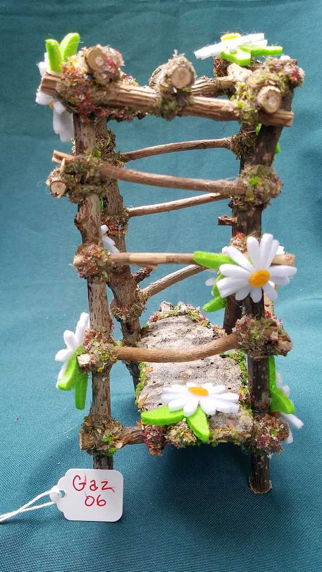 Twig Gazebo with White Daisies - 7'' Tall - Fairy - Fairy Garden - Doll House - Hand Made